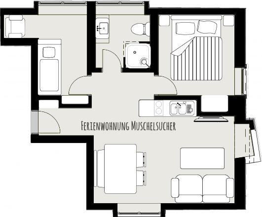 Grundriss der Ferienwohnung Muschelsucher